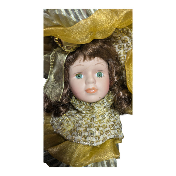 Victorian Style Porcelain Doll Head Ornament Hand Painted Dan Dee Collection - Picture 5 of 11